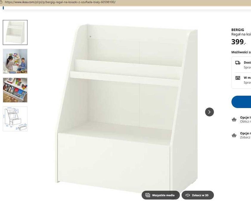 Regał dla dzieci Szafka IKEA BERGIG Montessori biblioteczka z szufladą