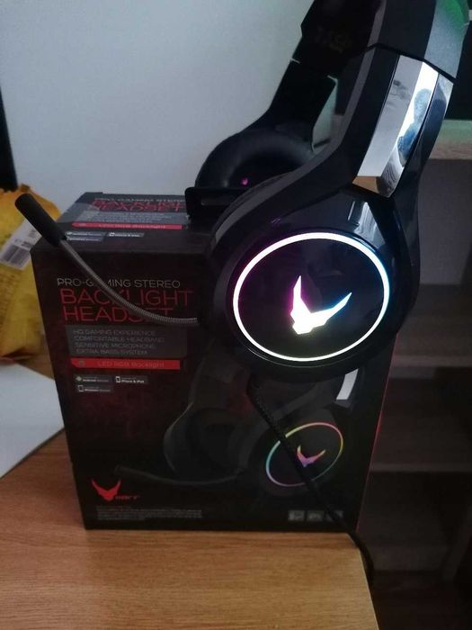 Słuchawki Gamingowe Przewodowe Podświetlane Z Mikrofonem Nauszne