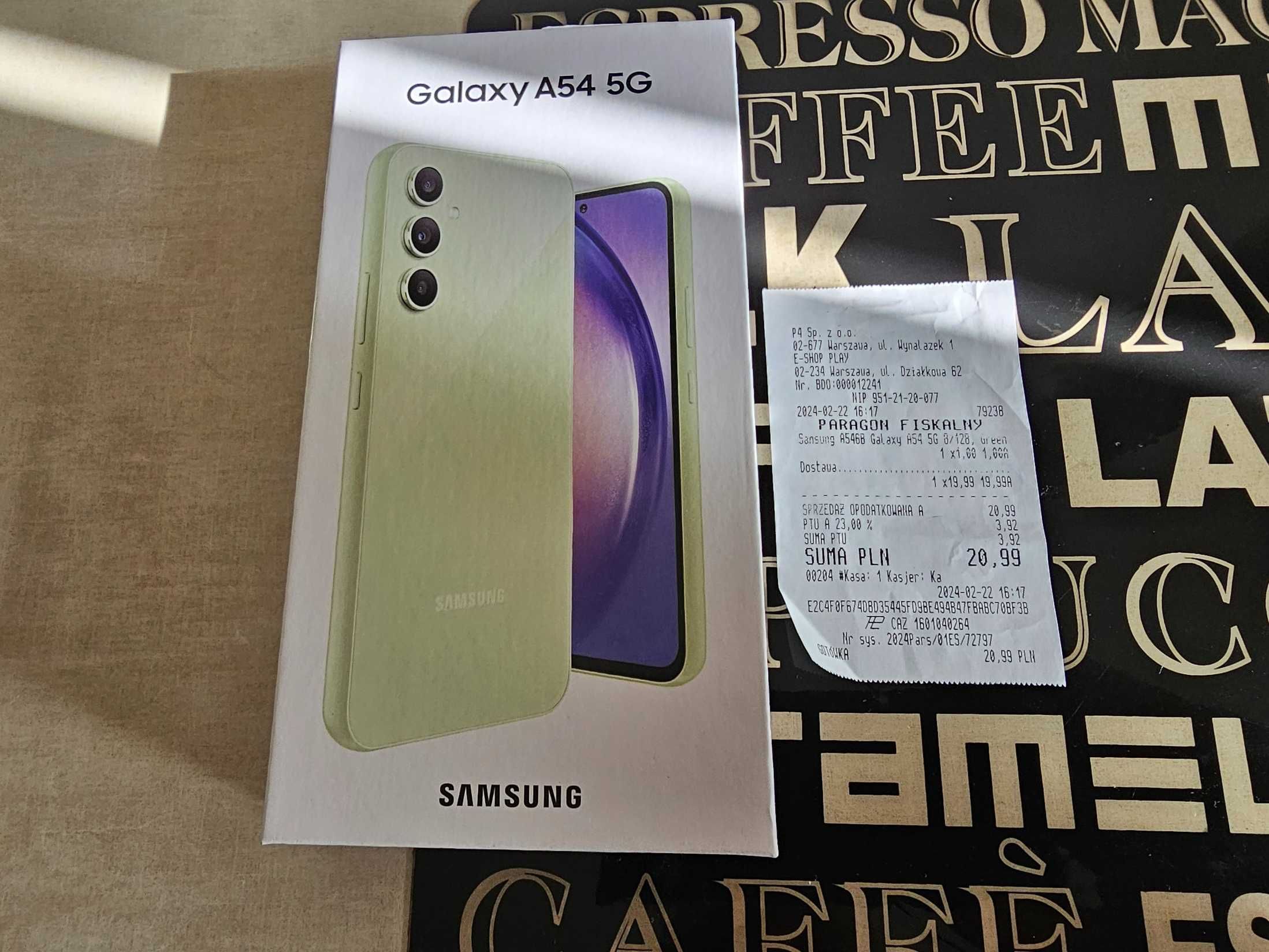 SAMSUNG A54 5G NOWY lime PLAY ZAPLOMBOWANY gwar.prod.24M!Bez Blokad