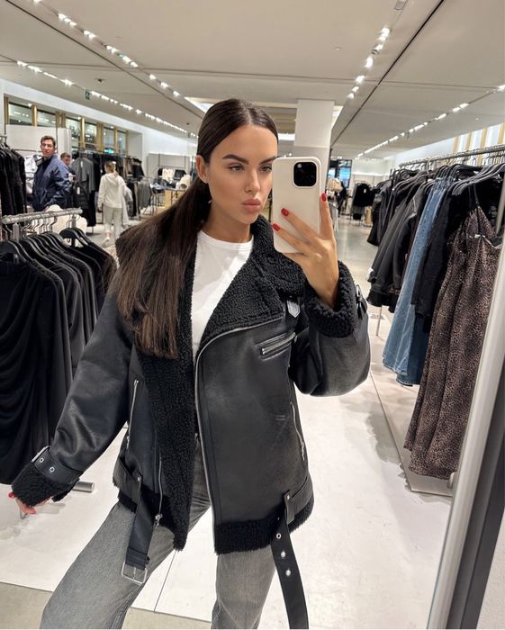 Куртка Дублянка авіатор дубленка Zara H&M єврозима S/M