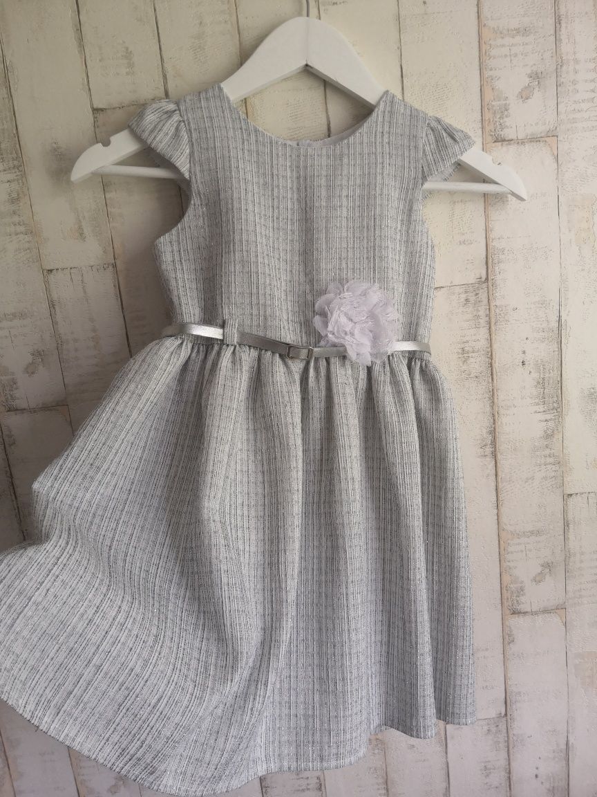 Elegancka sukienka Szaro - Srebrna - roz.110/116