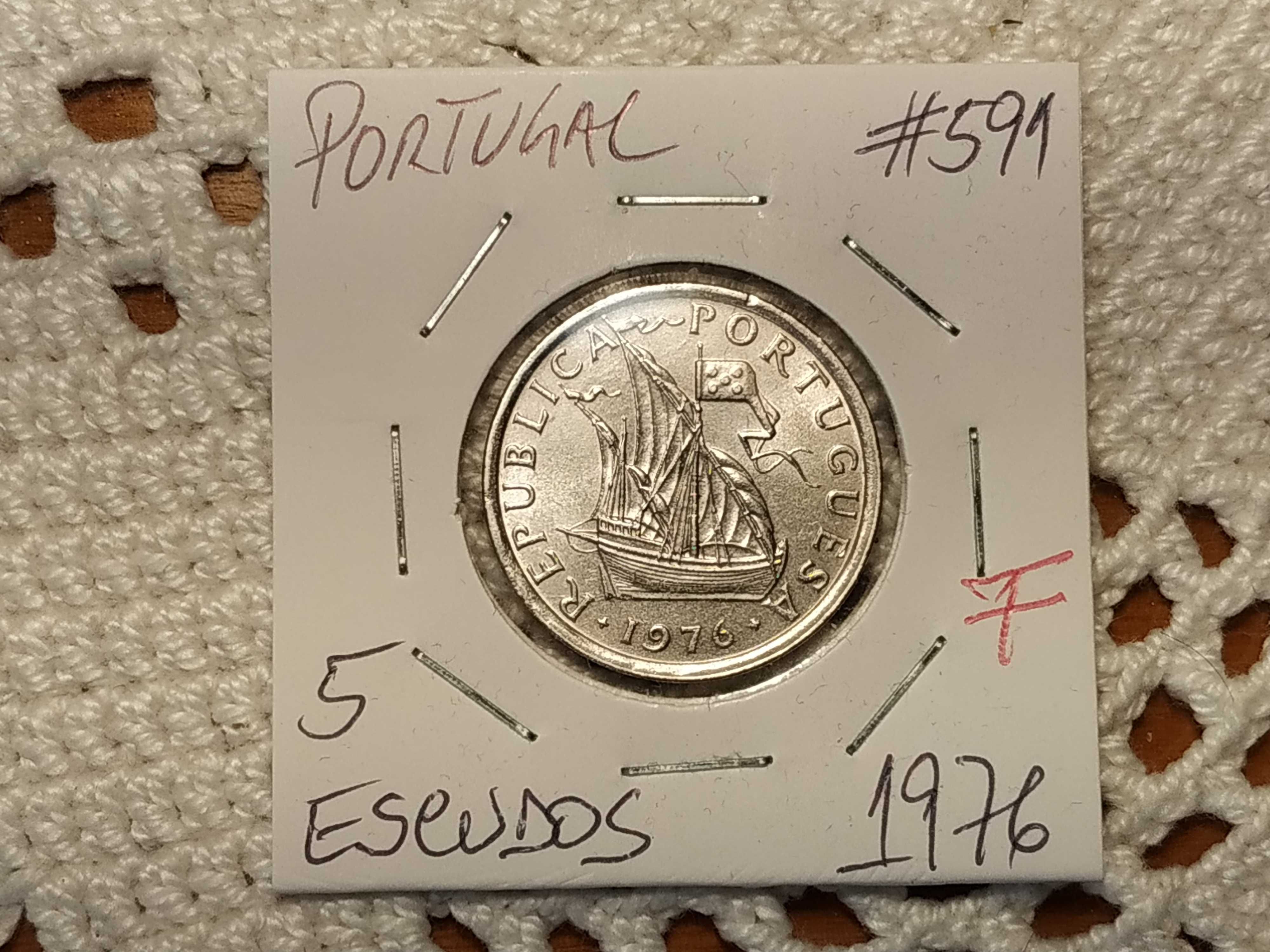 Portugal - moeda de 5 escudos de 1976 (F) - barcos