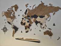 Drewniana mapa świata LED 160x100 cm – stan idealny