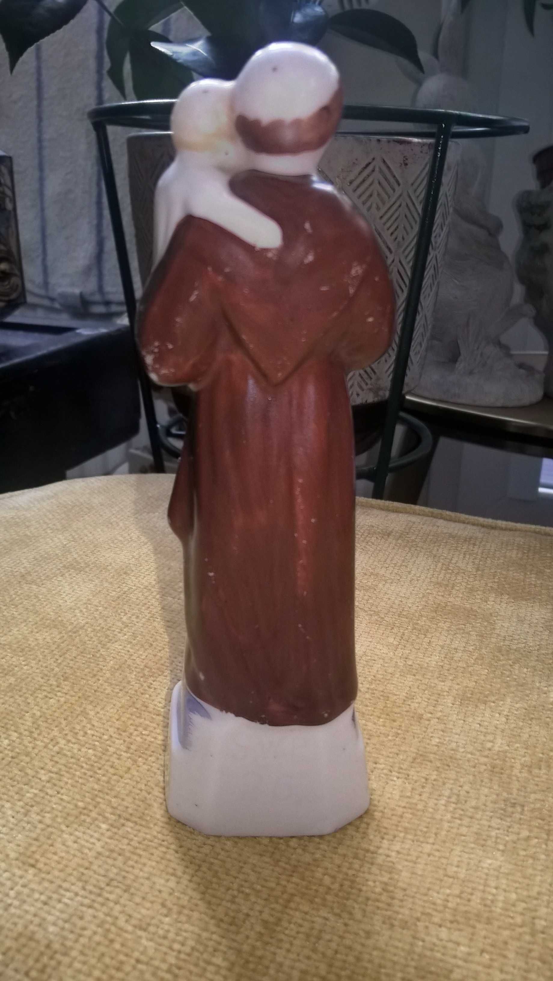 Bardzo stara porcelanowa figurka św. Antoni z dzieciątkiem sygnowana
