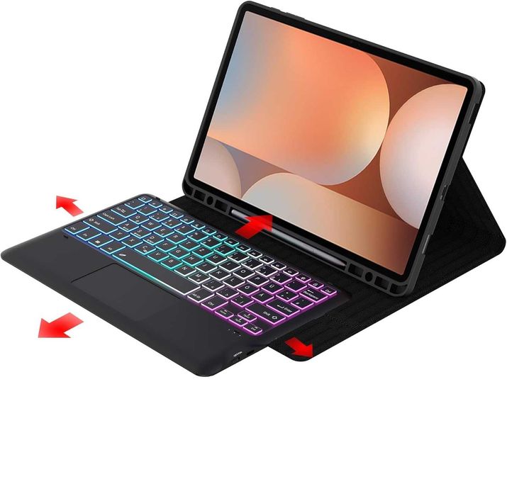 Pokrowiec z klawiaturą QWERTZ ROOFEI Galaxy Tab S9 FE+/S9+ Plus 12,4