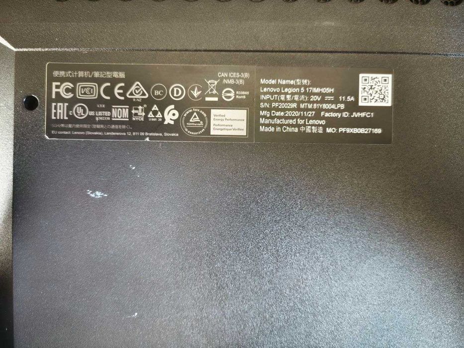 Lenovo legion 5-i 17 rtx 2060, i-7 10750, 16 gb RAM, 500 gb SSD