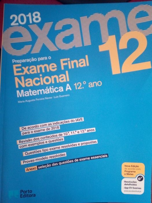 preparação exame matemática 12º ano Porto Editora
