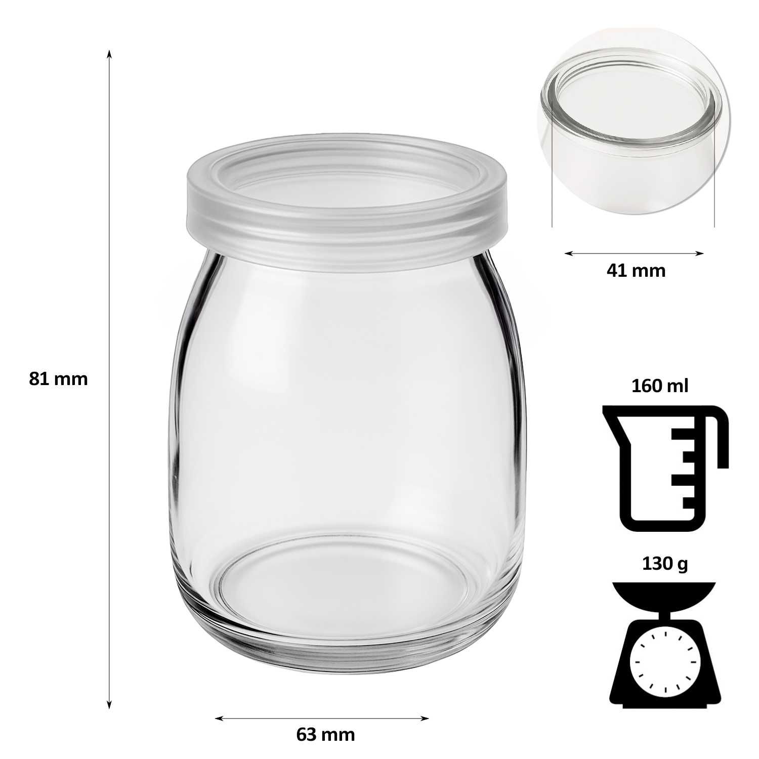 6x słoiczek szklany 160 ml deserów, galaretek, sałatek, sosów