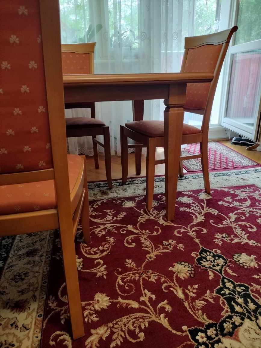 Stół rozkładany z 6 krzeseł zestaw mebli do salonu