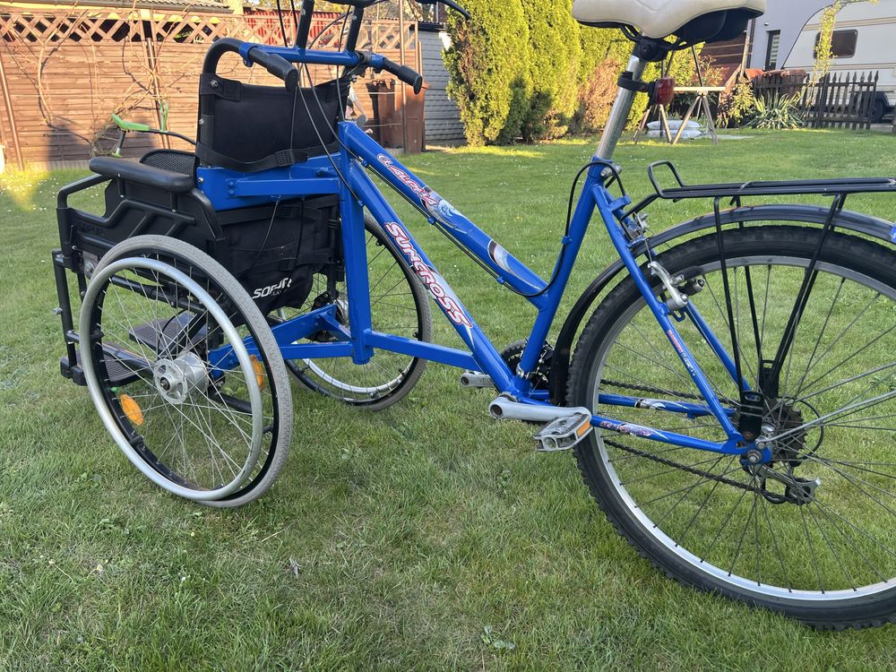 Rower z wózkiem inwalidzkim