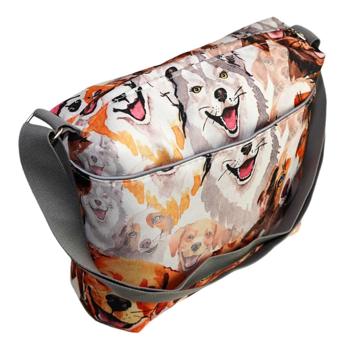 Mała damska torebka z motywem psów w akwarelowym stylu - Rękodzieło