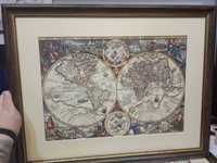 Obraz w drewnianej ramie orbis terra rvm typrs 1594