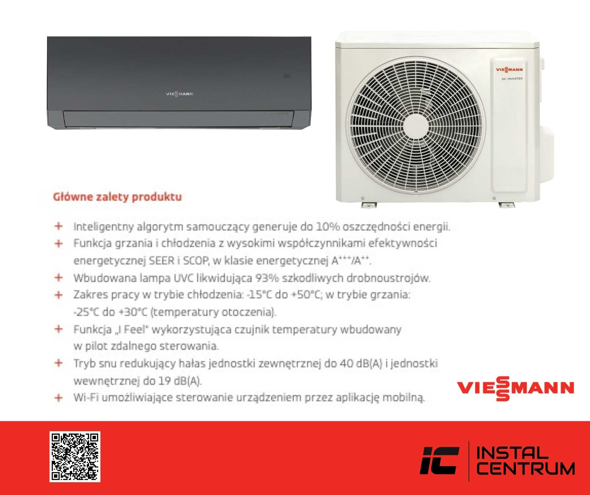 klimatyzacja Viessmann Vitoclima 230-s 3,5 KW, Grafitowa MONTAŻ