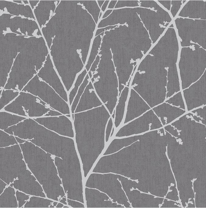 Papel de Parede Graham & Brown 33-272 Innocence Charcoal/ Cinza Escuro