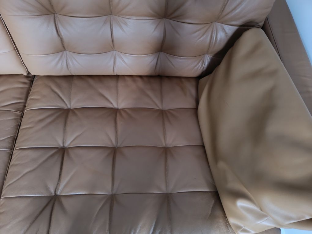 Sofá 3 lugares, IKEA Grann/Bomstad castanho dourado com pés de madeira