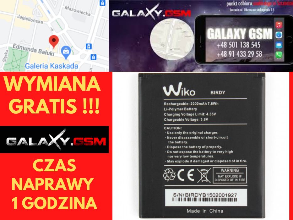 WIKO BIRDY Bateria Oryginał Wymiana GRATIS Szczecin