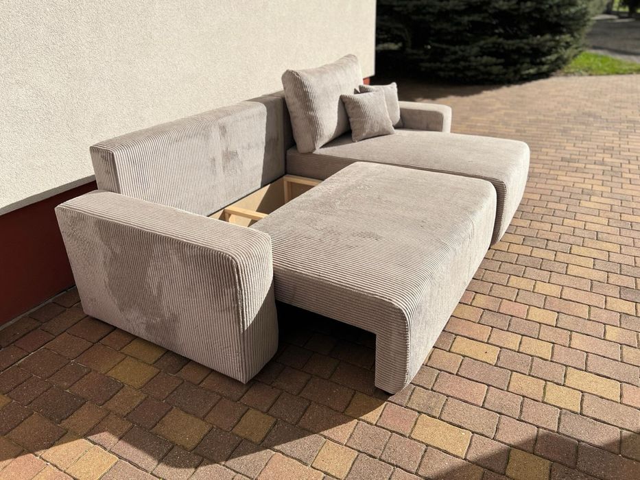 Nowy narożnik FABI sztruks, rogówka z funkcją spania