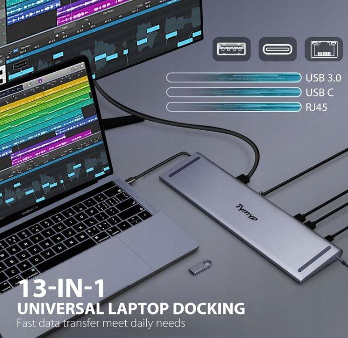 Hub Usb C, Stacja Dokująca Do Laptopa Tymyp 13 W 1