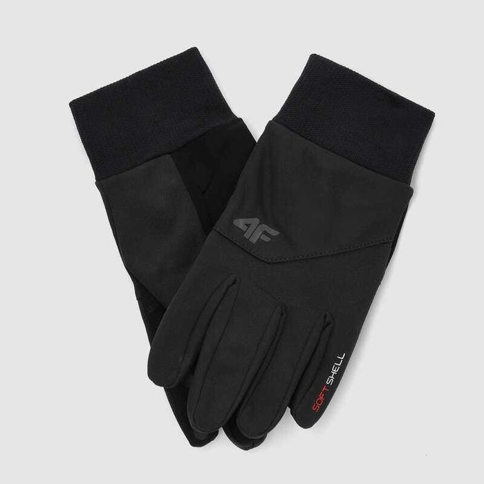 Rękawiczki męskie softshell 4F, CZARNY XS, S,M