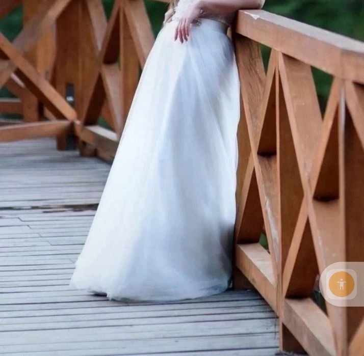 Spódnica ślubna s  zdobiona tiulowa lekka miękka kremowa