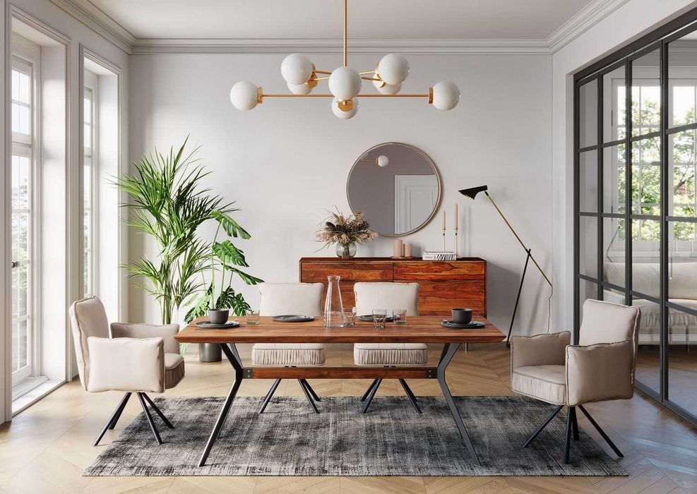 Stół loftowy do salonu jadalni biura z litego drewna