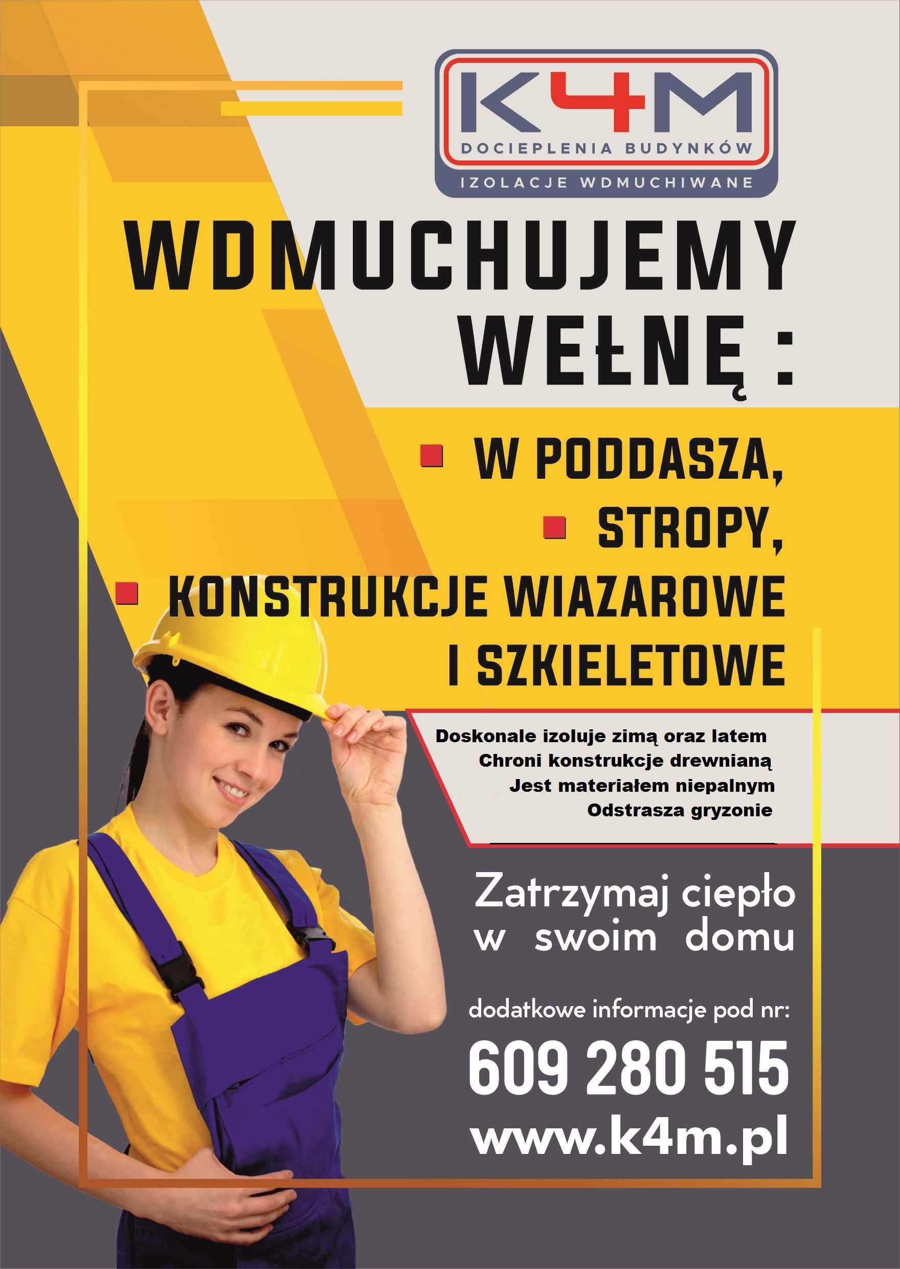 Zabudowy poddaszy / Wdmuchiwanie Celulozy / Nadmuch Wełny ocieplenie