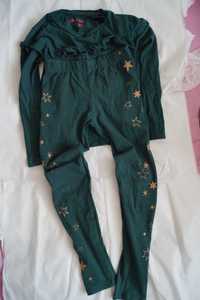 Zielony komplet bluzka+legginsy, r 134