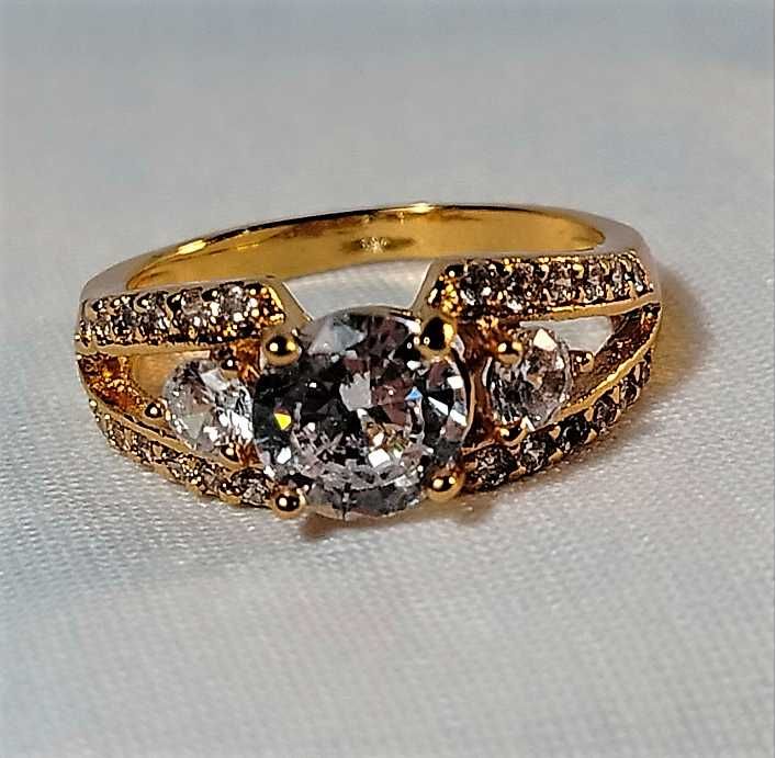 Wiedeński Pierścionek-14K „BRYLANTOWY”  " Swarovski" cz. Kompletu !