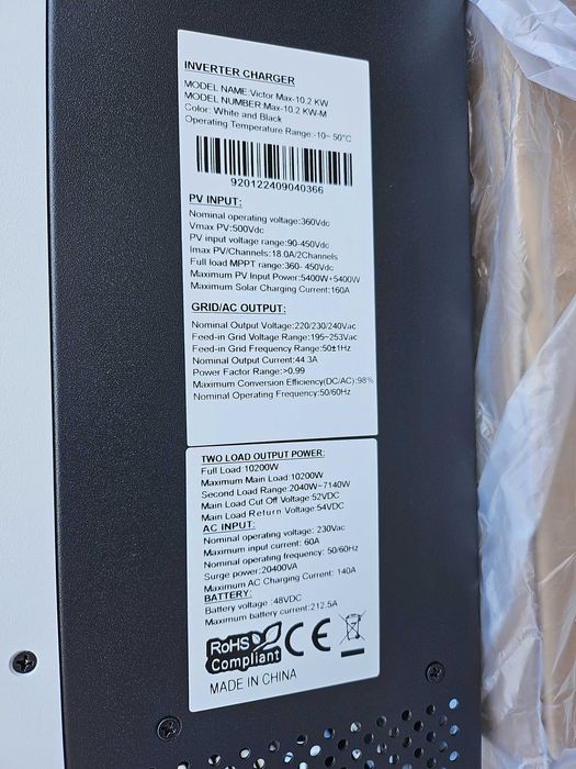 Inwerter Falownik 10200W Off-Grid 10,2kW 48V 2x MPPT 2x String FV 23%