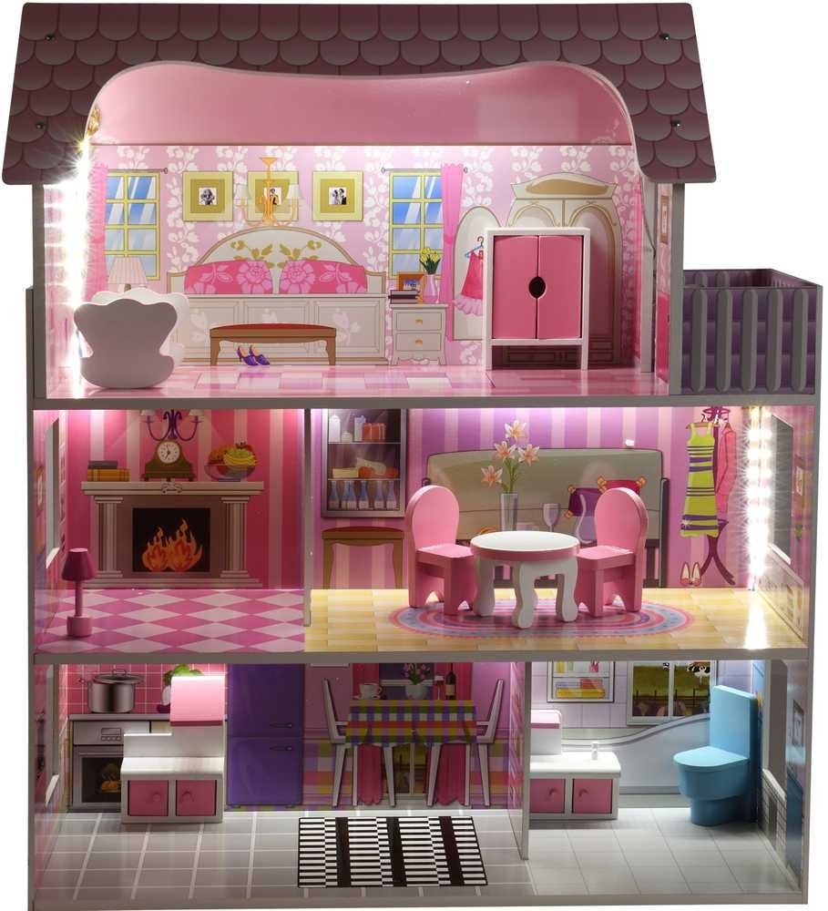 Duży drewniany domek dla lalek olx barbie led z akcesoriami prezent