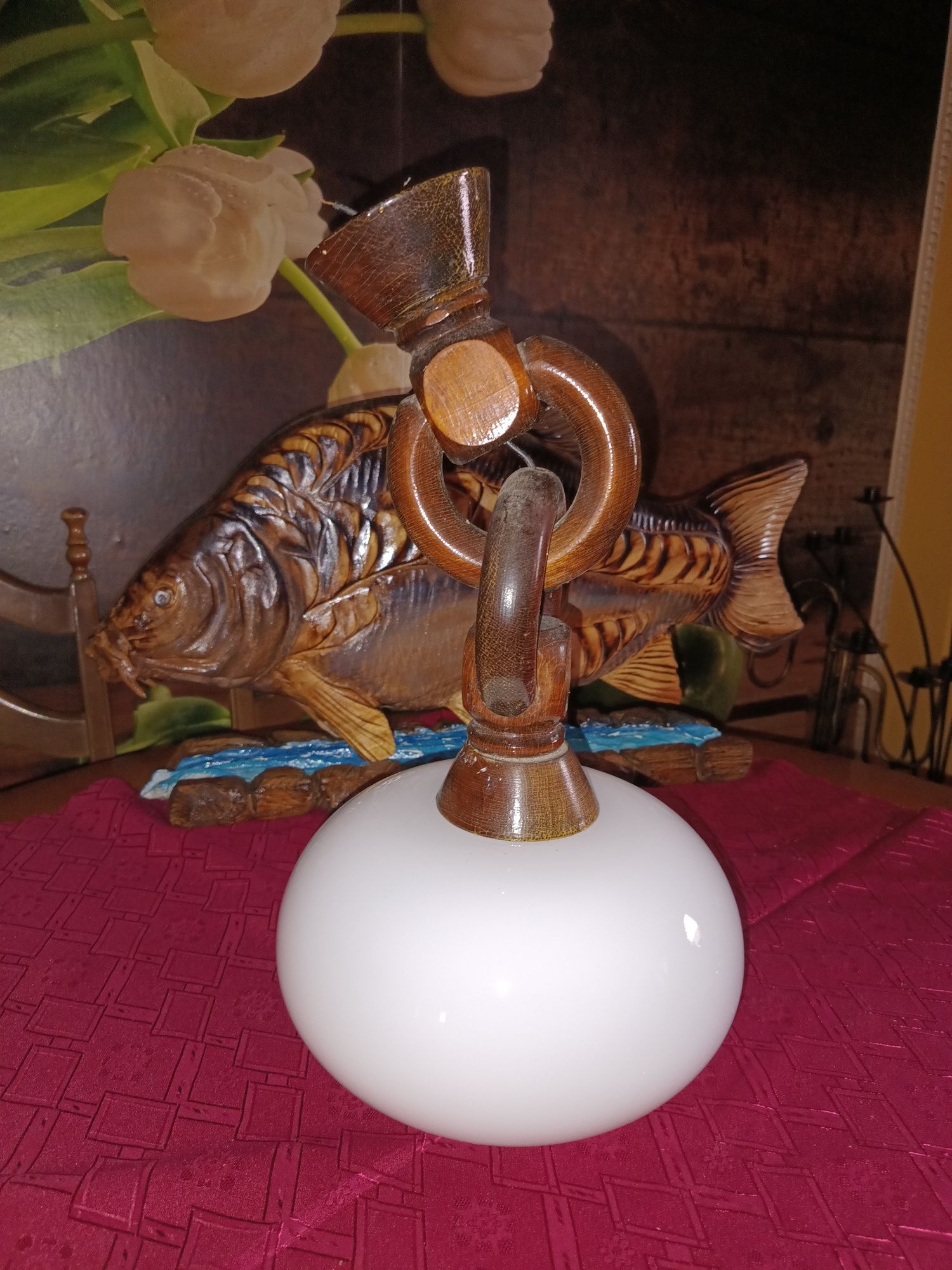 Lampa drewniana kula średnica 25 cm