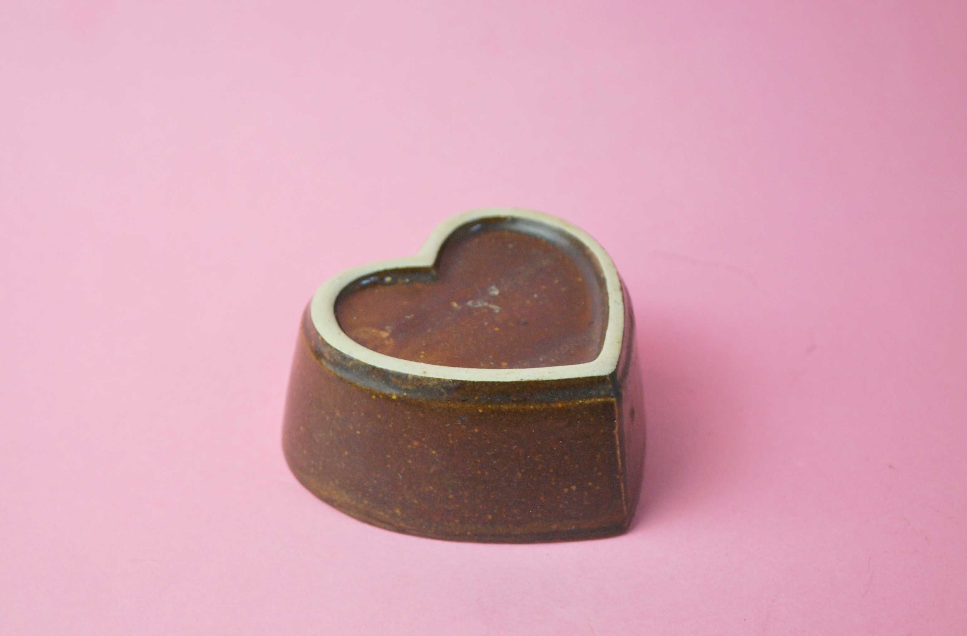 świecznik miseczka retro serce ceramika