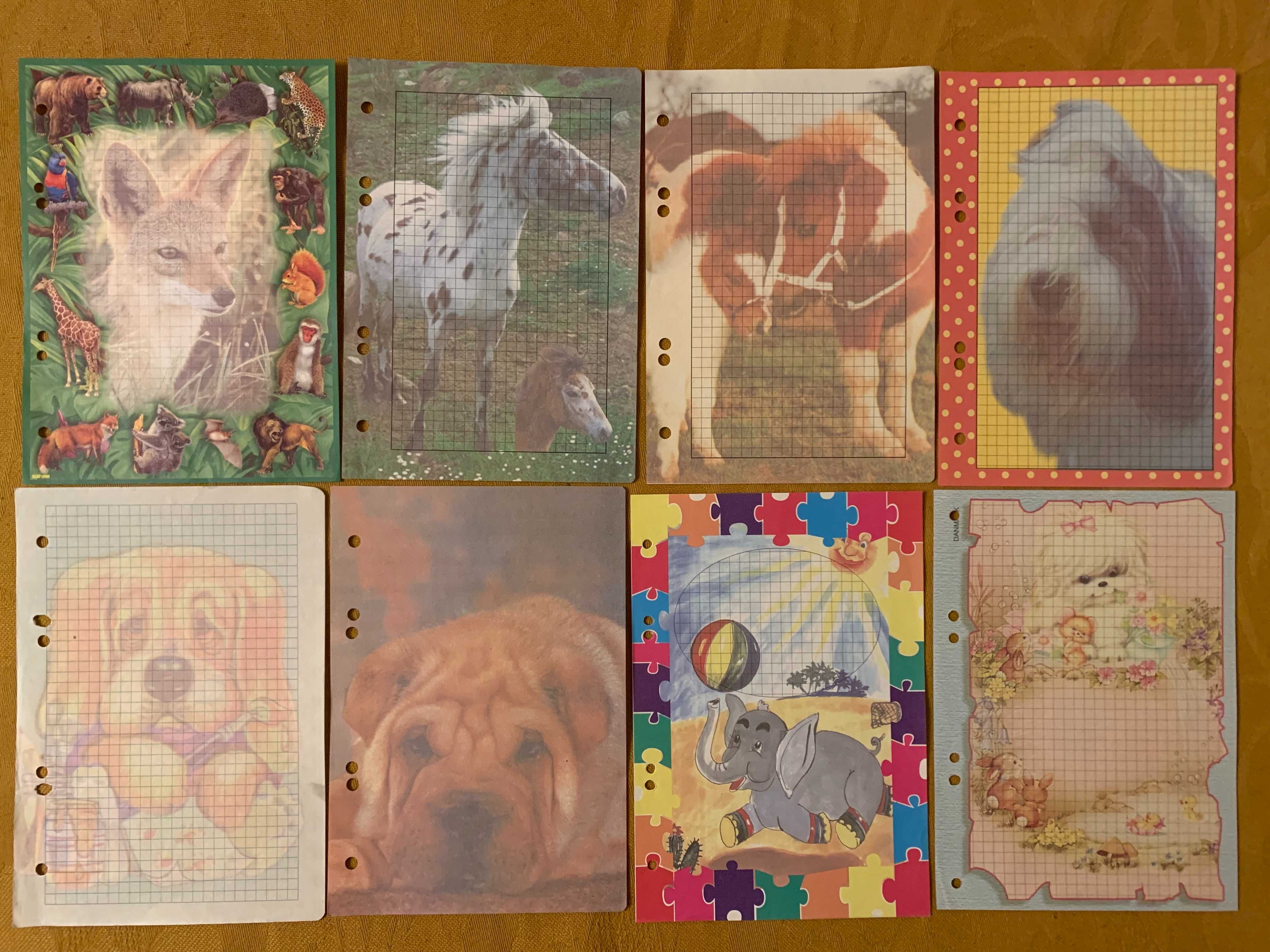 Kartki karteczki A5 do segregatora lata 90-te kolekcja zwierzęta