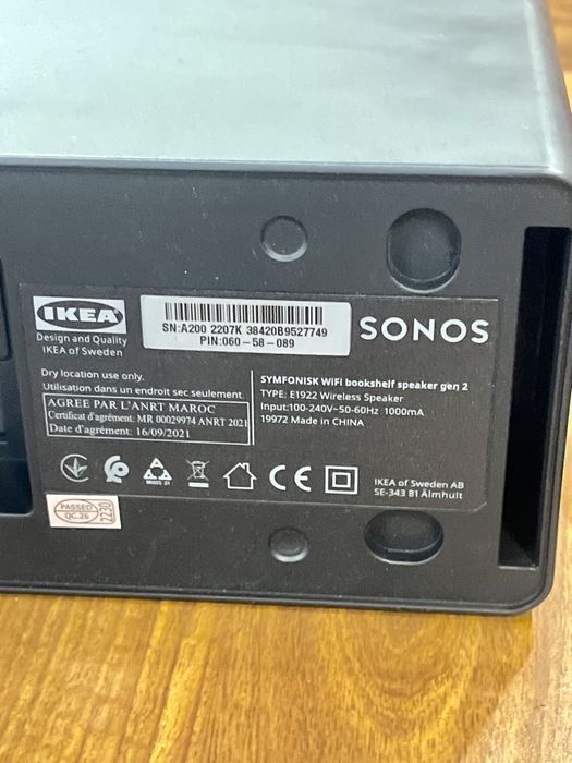 1 IKEA Gen. 2 Symfonisk glosnik Wi-Fi czarny półkowy SONOS drugi panel
