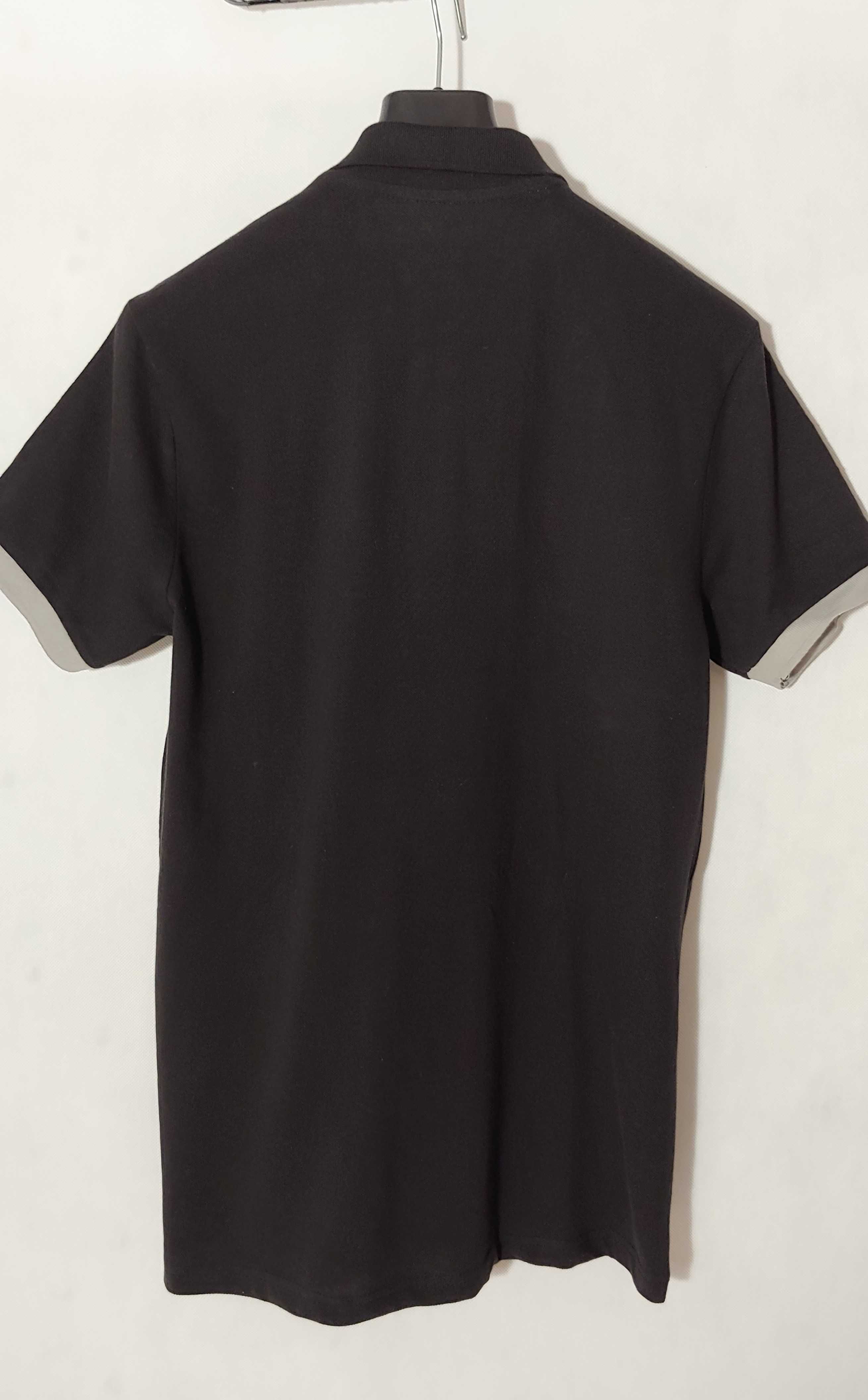 T-shirt męski czarny z kołnierzykiem 100% bawełna