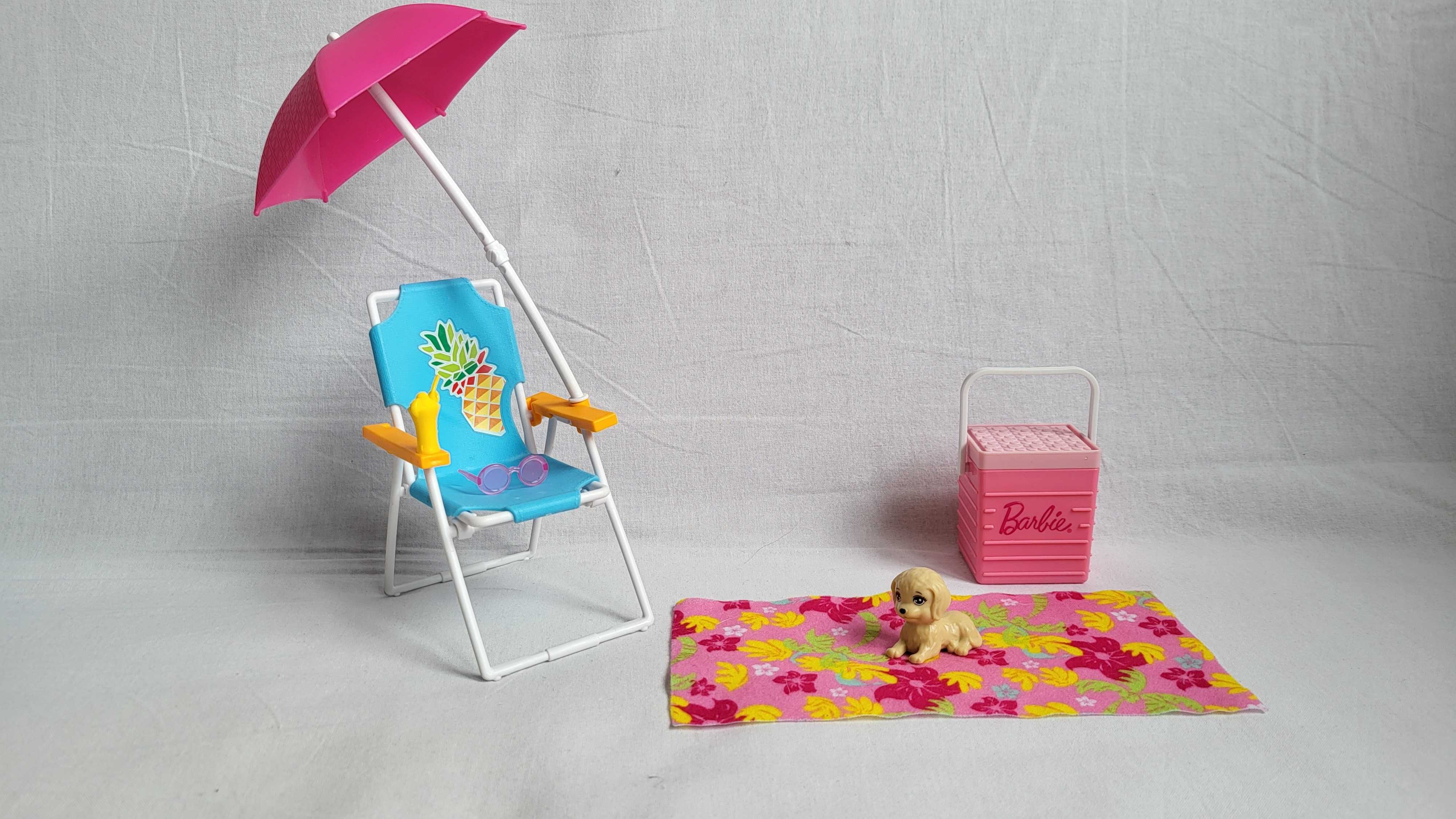 #10 Barbie Akcesoria Wypoczynkowe Leżak Parasol