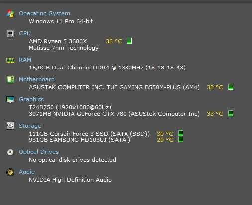 Ryzen 5 3600x 16GB Ram Gtx 780 120GB + 1TB Computador como novo