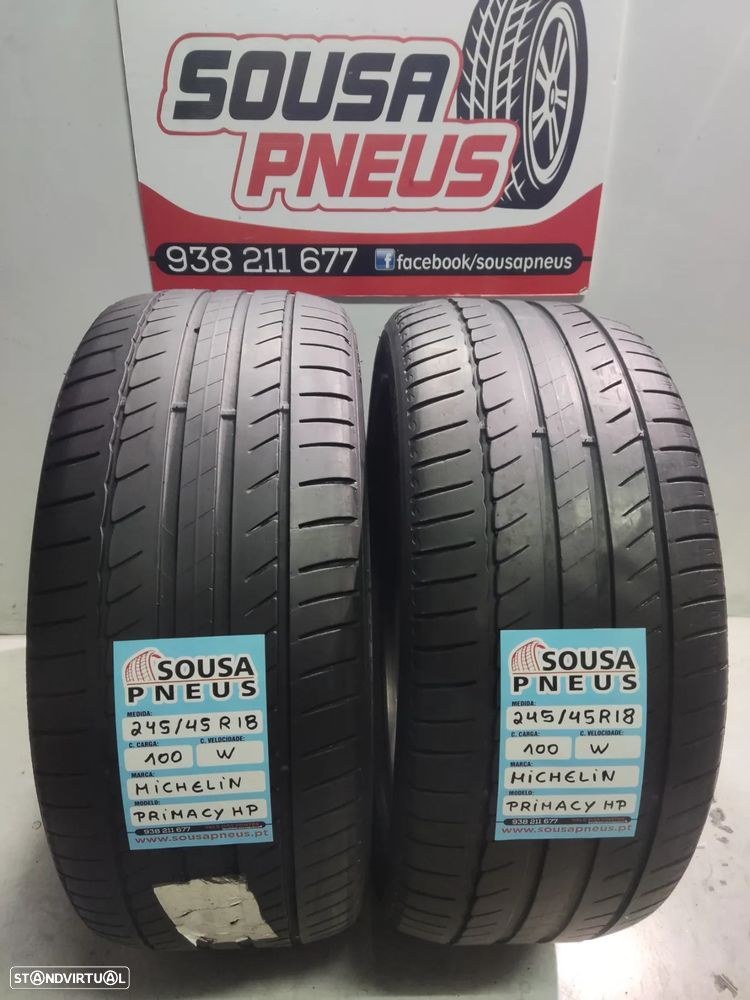 2 pneus semi novos 245-45r18 michelin - oferta dos portes