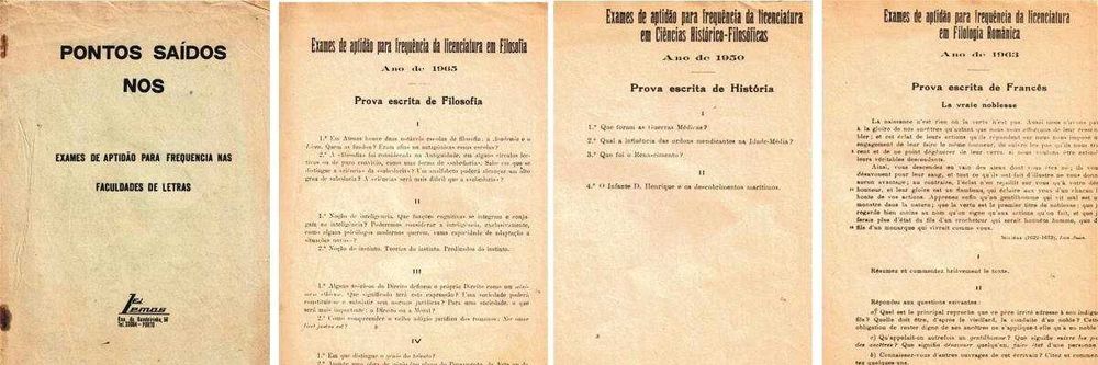 Pontos saídos nos exames de aptidão Faculdade de Letras - 1965