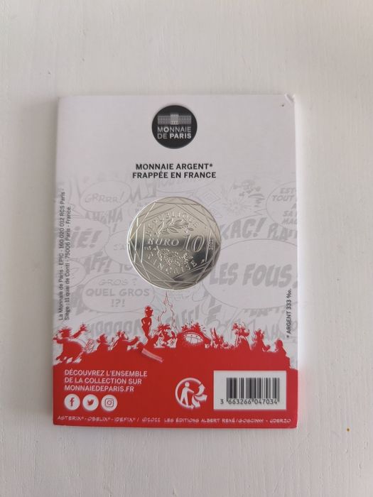 Moeda Asterix de 10€ em prata 333 Invincibilité