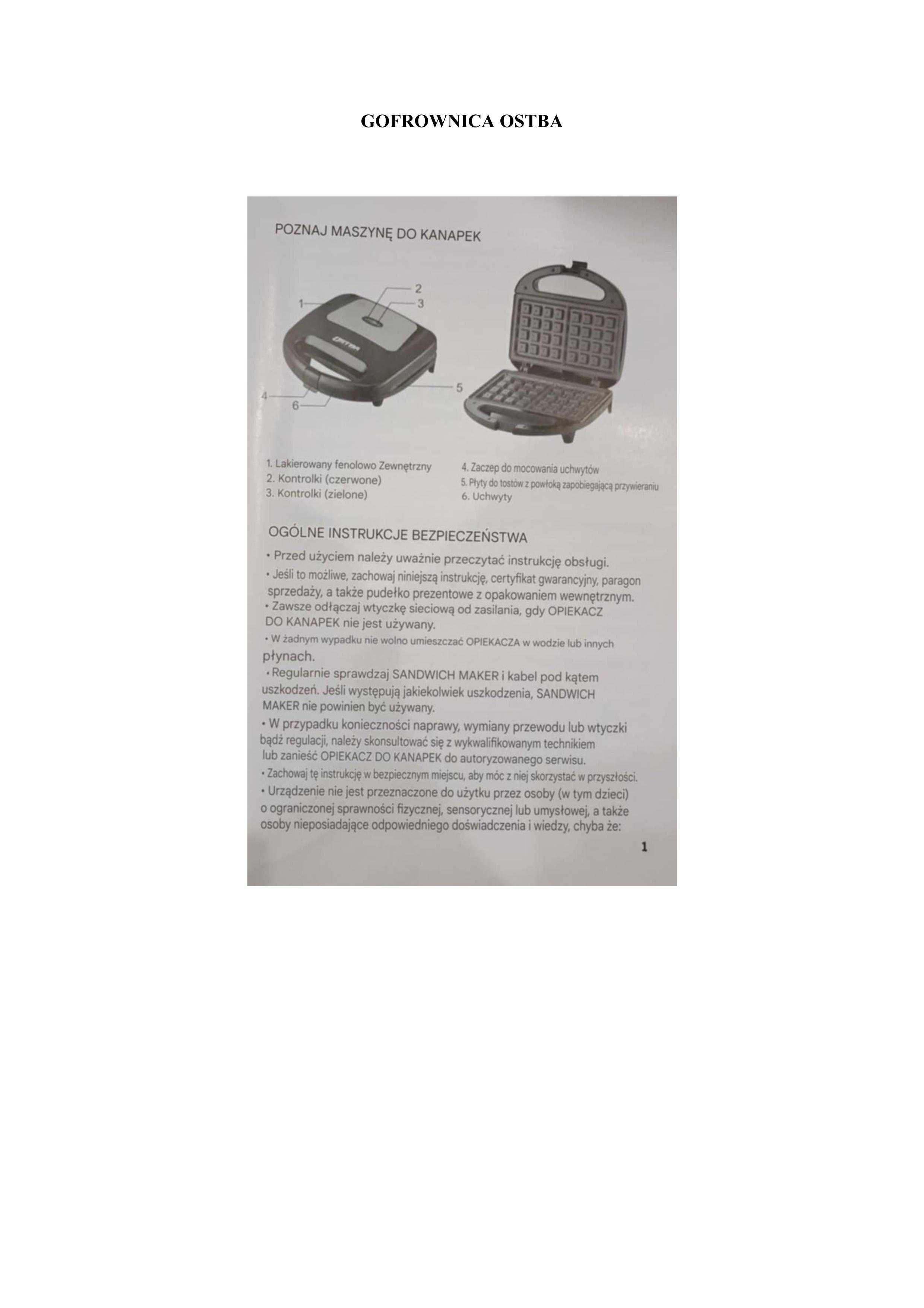 Gofrownica Ostba ABS06 750 W srebrny/szary, 2 gofry, stan bardzo dobry