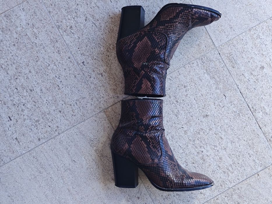 Botins Zara Cobra Salto Alto Tam 36