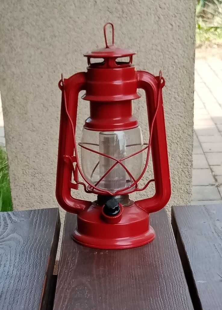 lampa sztormowa kampingowa LED, czerwona