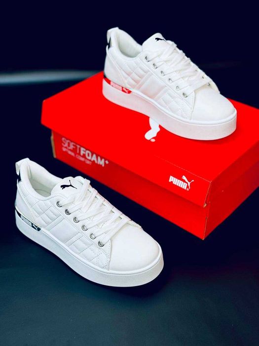 Женские осенние кроссовки пума белые натуральная кожа кросовки puma