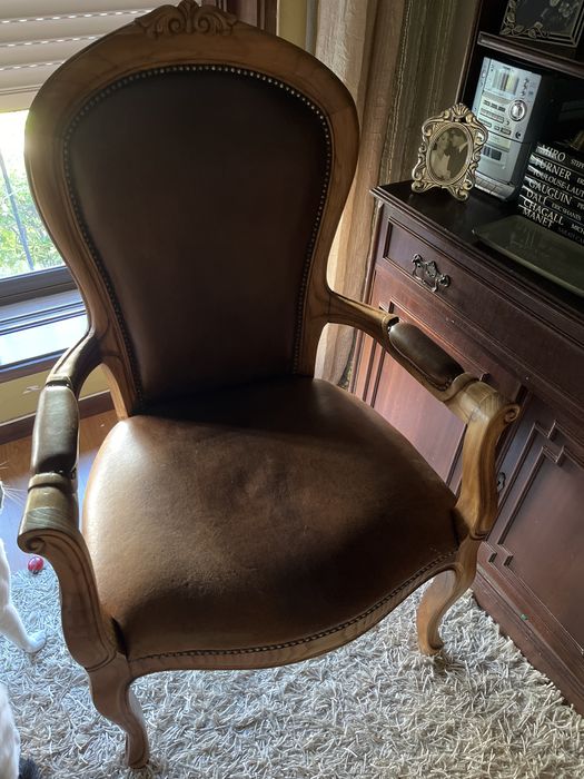 Cadeirão vintage em pele