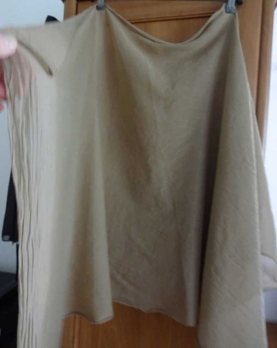 Szal Cienki, Powiewny Oliwkowy, Szeroki, Kształt Rombu, Bawełna Jedwab