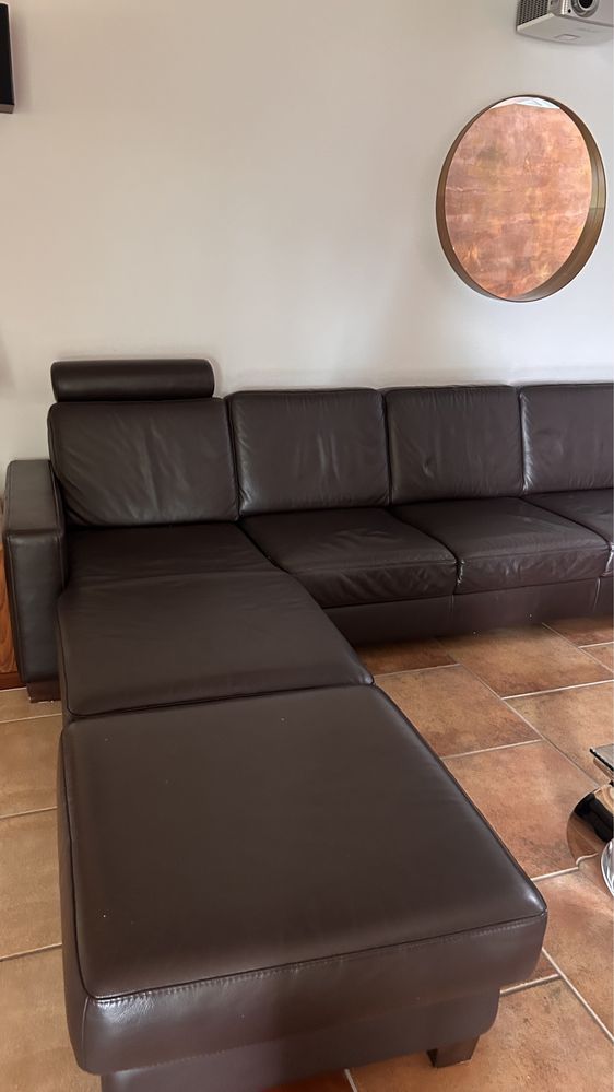 Czarny skórzany narożnik skóra