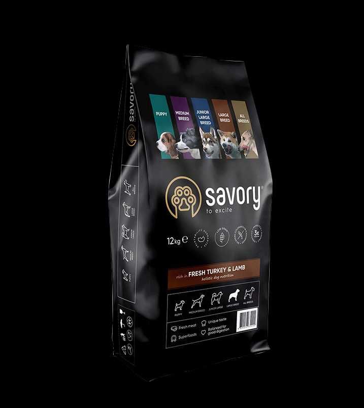 Корм для собак крупных пород Savory, индейка и ягненок 12кг Срок 12,25