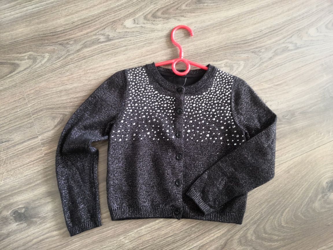 Elegancki sweterek czarno - srebrny 116 (5 - 6 lat)