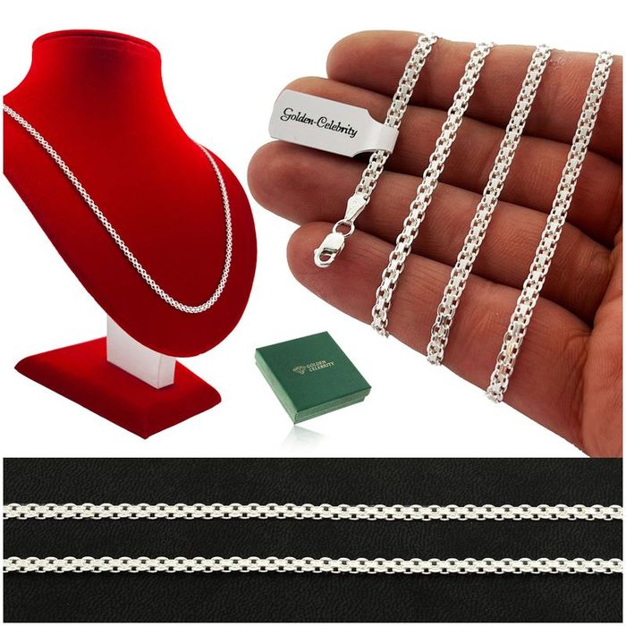 Elegancki Srebrny Damski Łańcuszek Bismark 925/70cm Długi Naszyjnik Pr